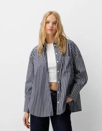 Camisa oversize de popelina Dark blue