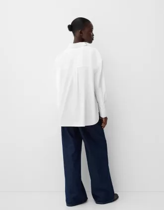 Camisa rústica oversize manga larga Off white