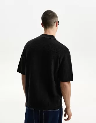 Camisa textura manga corta Black