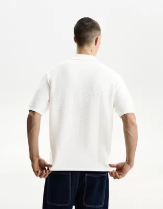 Camisa textura manga corta White