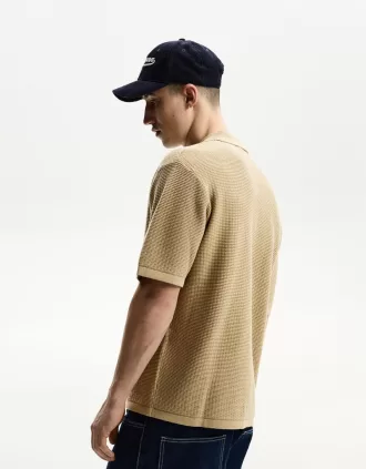 Camisa textura manga corta Brown