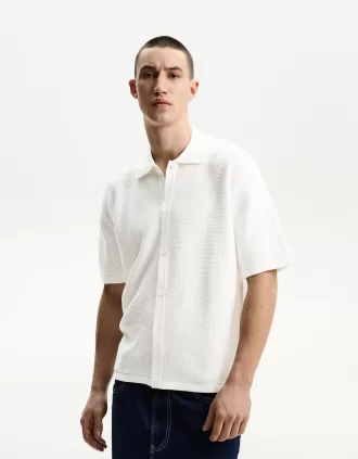 Camisa textura manga corta White