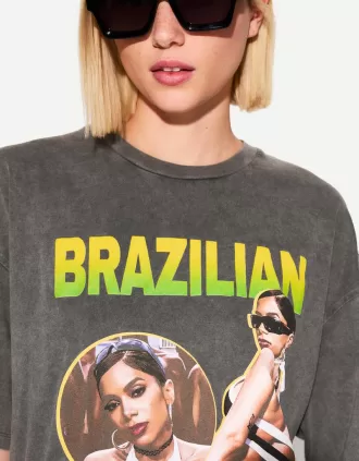 Camiseta Anitta Brazilian Energy manga corta Grey