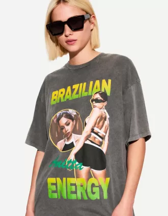 Camiseta Anitta Brazilian Energy manga corta Grey