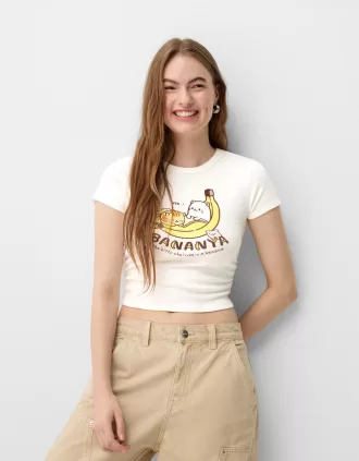 Camiseta Bananya manga corta Off white