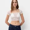 Camiseta Disney Bambi manga corta encaje Off white