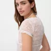 Camiseta Disney Bambi manga corta encaje Off white