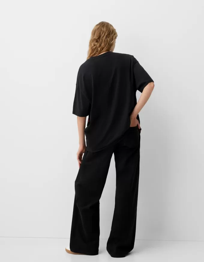 Camiseta Frieren oversize de manga corta Black