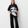 Camiseta Frieren oversize de manga corta Black