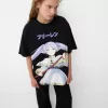 Camiseta Frieren oversize de manga corta Black