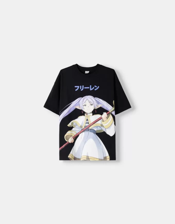 Camiseta Frieren oversize de manga corta Black