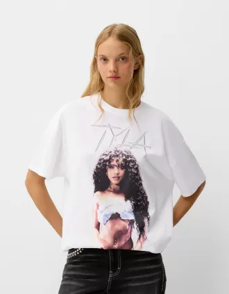 Camiseta Tyla de manga corta con pedrería White