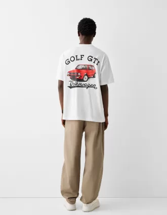Camiseta Volkswagen Golf de manga corta y corte boxy White