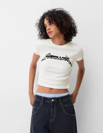 Camiseta ajustada Metallica de manga corta Off white