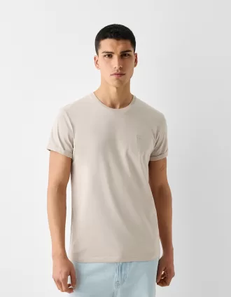 Camiseta ajustada de manga corta Camel