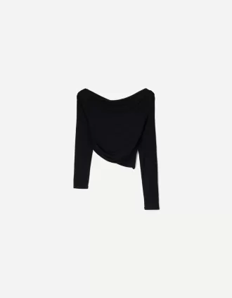 Camiseta asimétrica manga larga Black