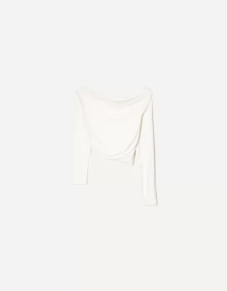 Camiseta asimétrica manga larga Cream