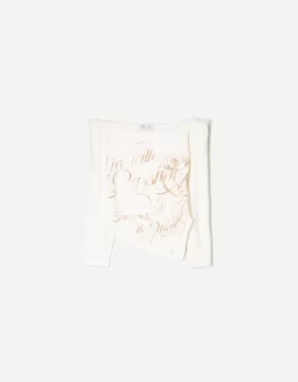 Camiseta asimétrica manga larga Off white