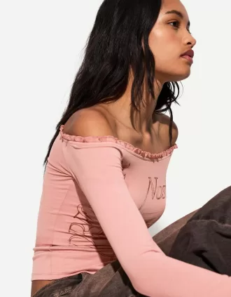Camiseta asimétrica manga larga Pink