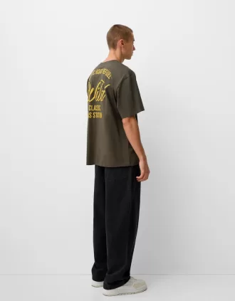 Camiseta bordada de manga corta de ajuste relajado Brown
