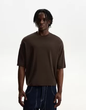 Camiseta boxy manga corta Brown