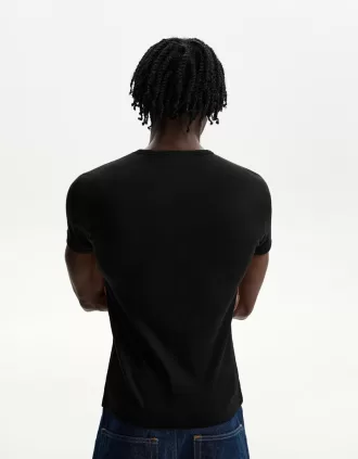 Camiseta canalé manga corta Black