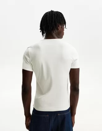 Camiseta canalé manga corta Off white