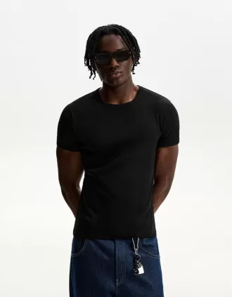 Camiseta canalé manga corta Black