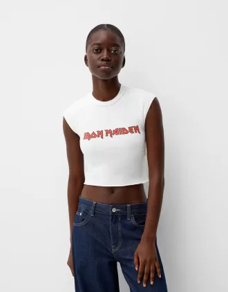 Camiseta corta Iron Maiden de manga corta White