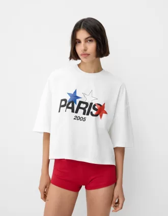Camiseta corta Paris de manga corta White