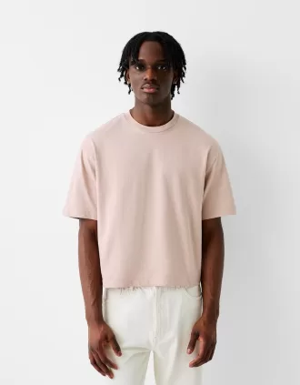 Camiseta cropped de manga corta con corte boxy Pink