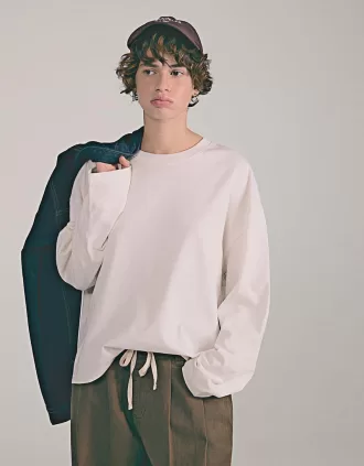 Camiseta de algodón de manga larga Off white