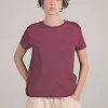 Camiseta de algodón grueso de manga corta Burgundy