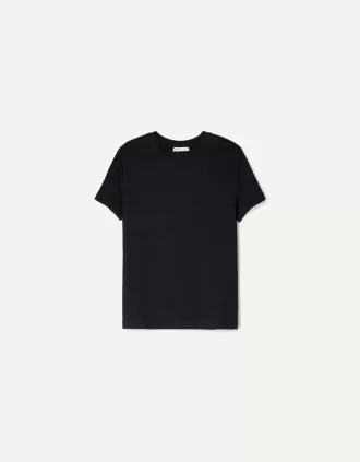Camiseta de algodón grueso de manga corta Black