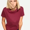 Camiseta de algodón grueso de manga corta Burgundy