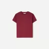 Camiseta de algodón grueso de manga corta Burgundy