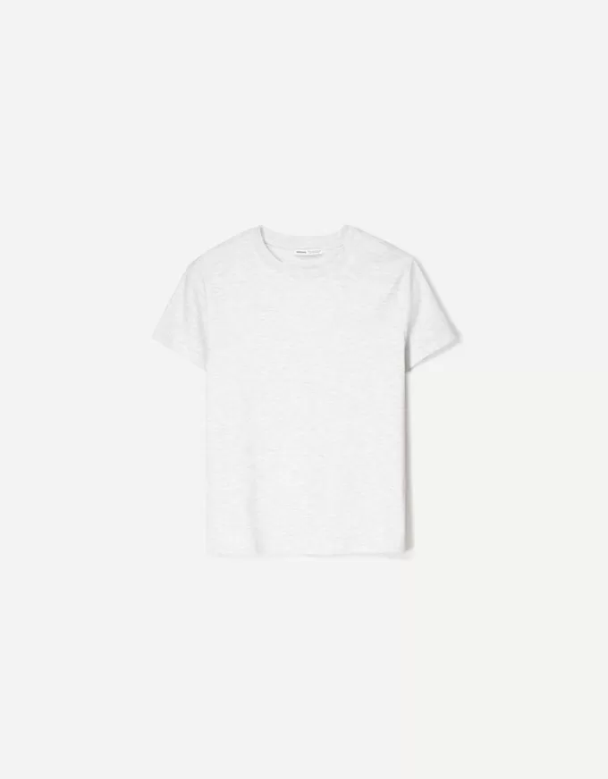 Camiseta de algodón grueso de manga corta Grey