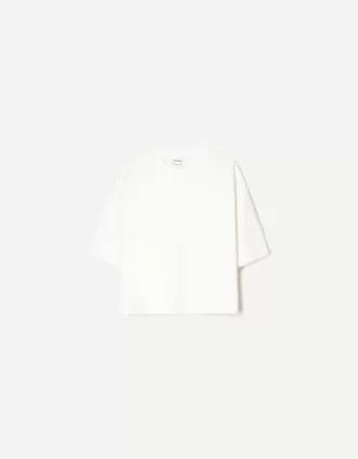 Camiseta de manga corta con corte cuadrado de algodón grueso Off white