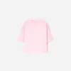 Camiseta de manga corta con corte cuadrado de algodón grueso Pink