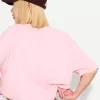 Camiseta de manga corta con corte cuadrado de algodón grueso Pink