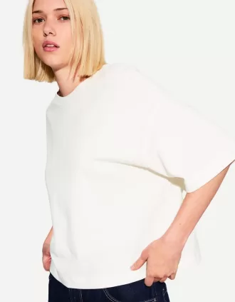 Camiseta de manga corta con corte cuadrado de algodón grueso Off white