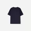 Camiseta de manga corta con cuello en V de algodón grueso Navy
