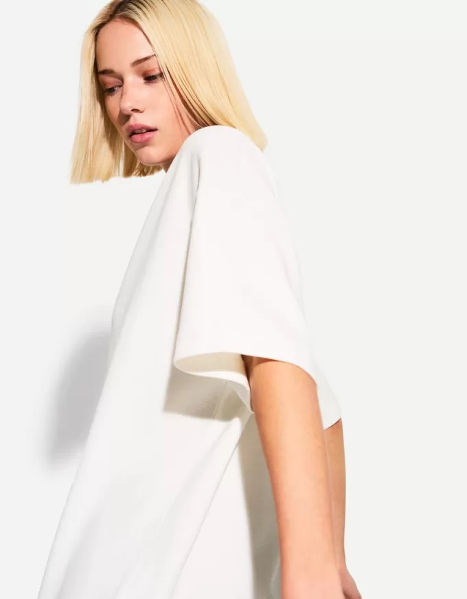 Camiseta de manga corta con cuello en V de algodón grueso Off white