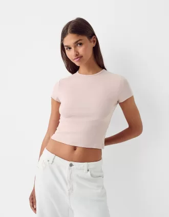 Camiseta de manga corta con cuello redondo Pink