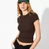 Camiseta de manga corta con cuello redondo Brown