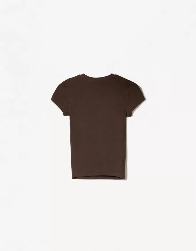 Camiseta de manga corta con cuello redondo Brown