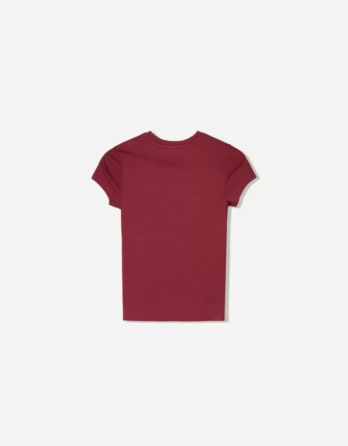 Camiseta de manga corta con cuello redondo Fuchsia Camiseta de manga corta con cuello redondo Fuchsia