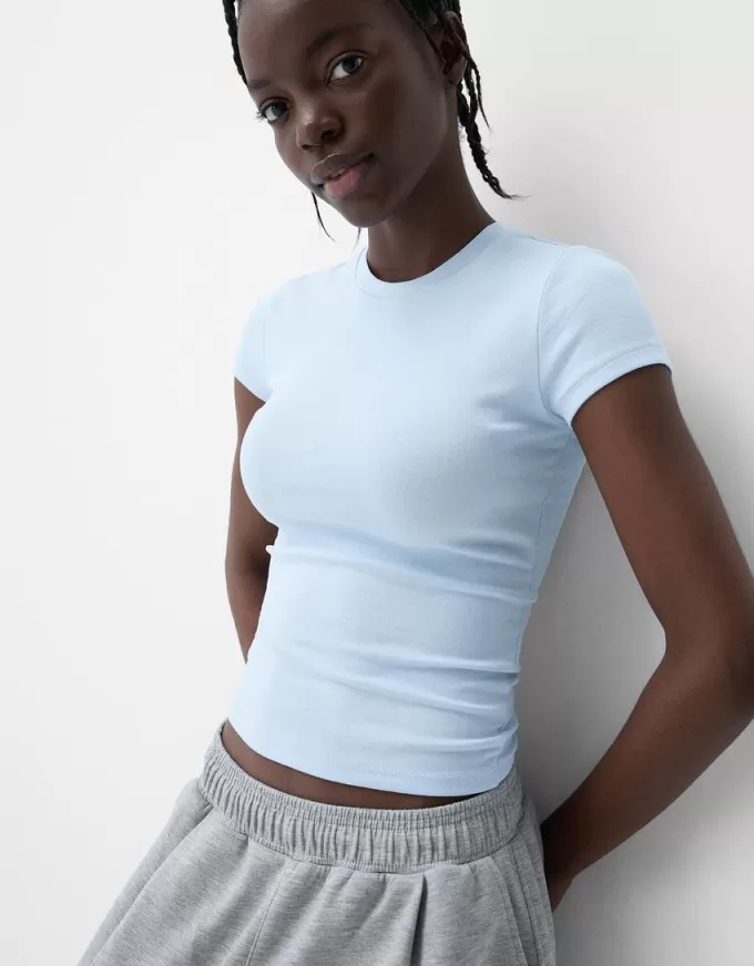 Camiseta de manga corta con cuello redondo Light blue