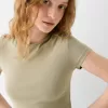 Camiseta de manga corta con cuello redondo Khaki