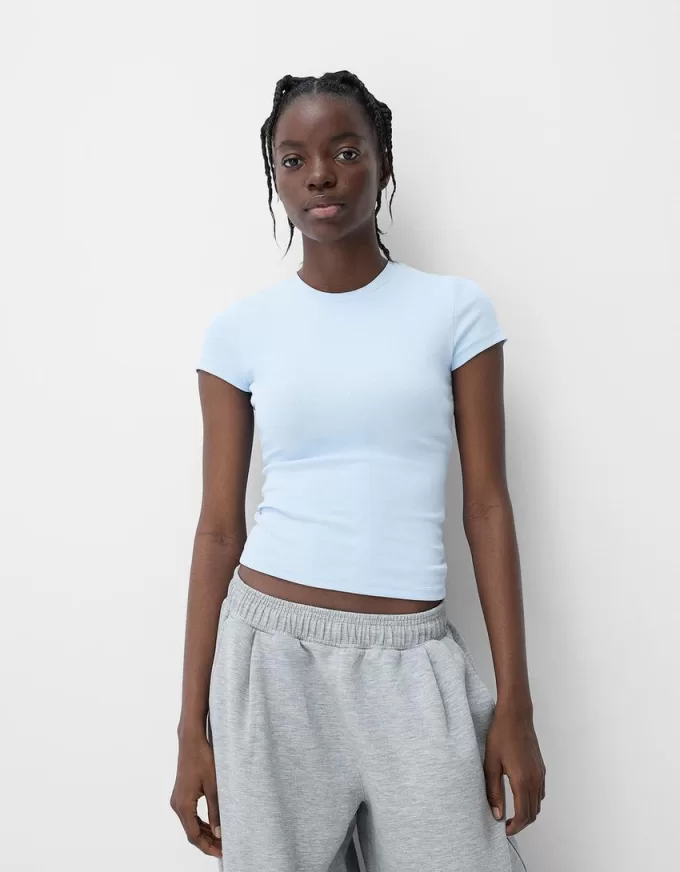Camiseta de manga corta con cuello redondo Light blue